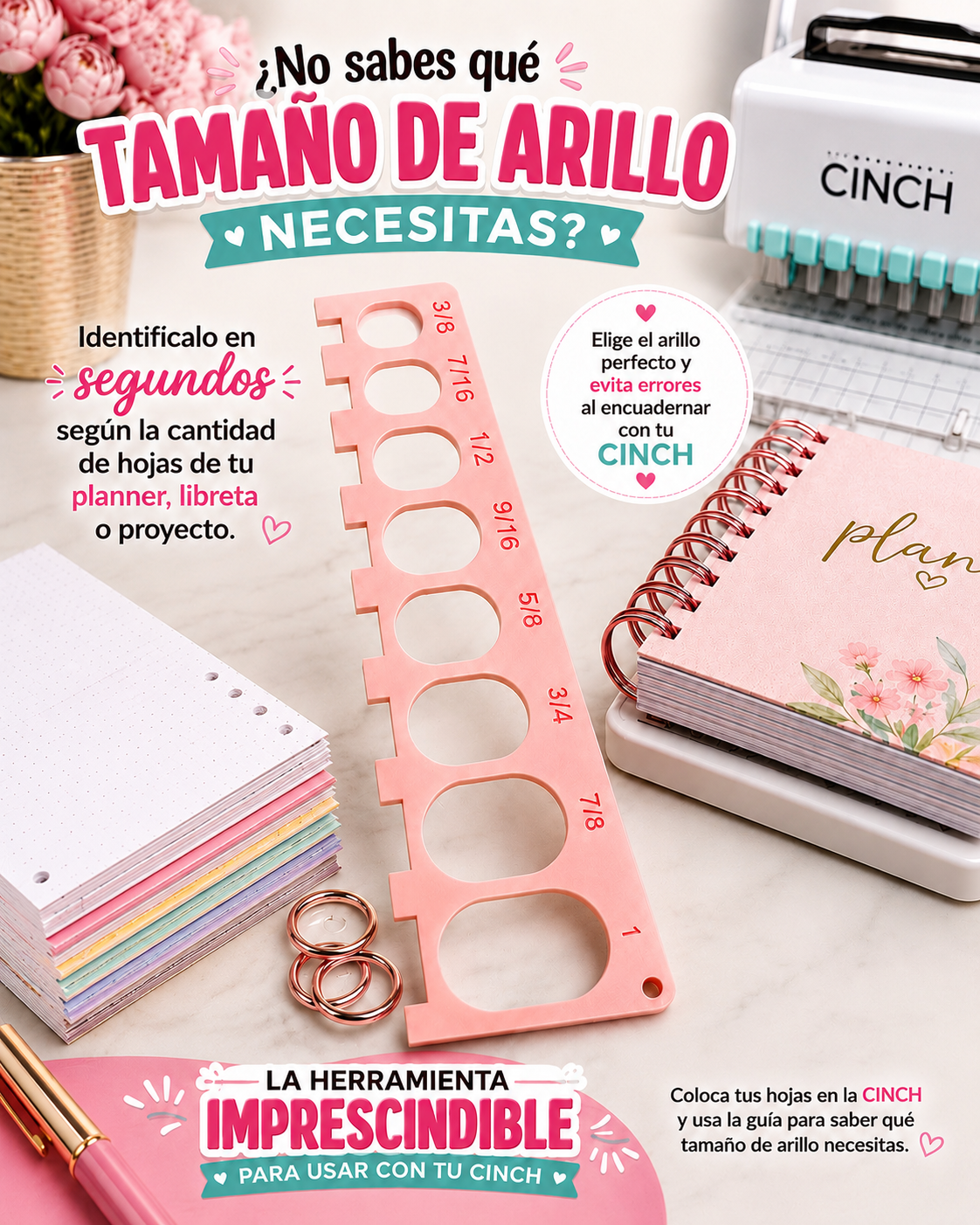 Guía para tamaño de arillos encuadernación